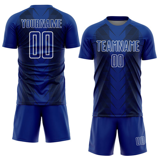 Custom US Navy Blue Black-White Lines Sublimation Soccer Uniform Jersey - Sky-Custom