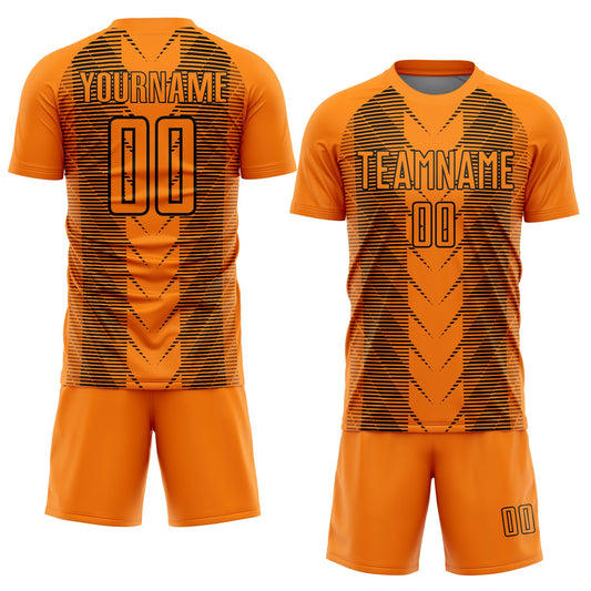 Custom Bay Orange Black Lines Sublimation Soccer Uniform Jersey - Sky-Custom