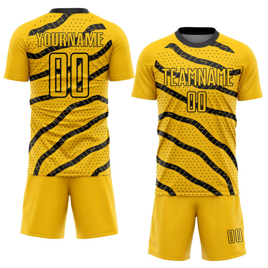 Custom Yellow Black Lines And Dots Sublimation Soccer Uniform Jersey - Sky-Custom
