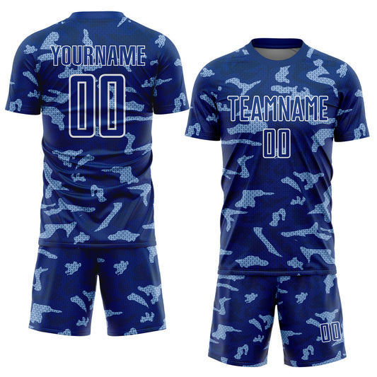 Custom Royal White Geometric Shapes Sublimation Soccer Uniform Jersey - Sky-Custom