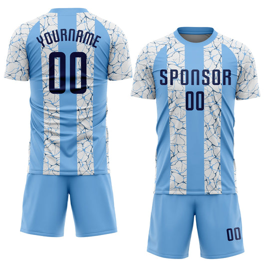 Custom Light Blue Navy-White Sublimation Soccer Uniform Jersey - Sky-Custom