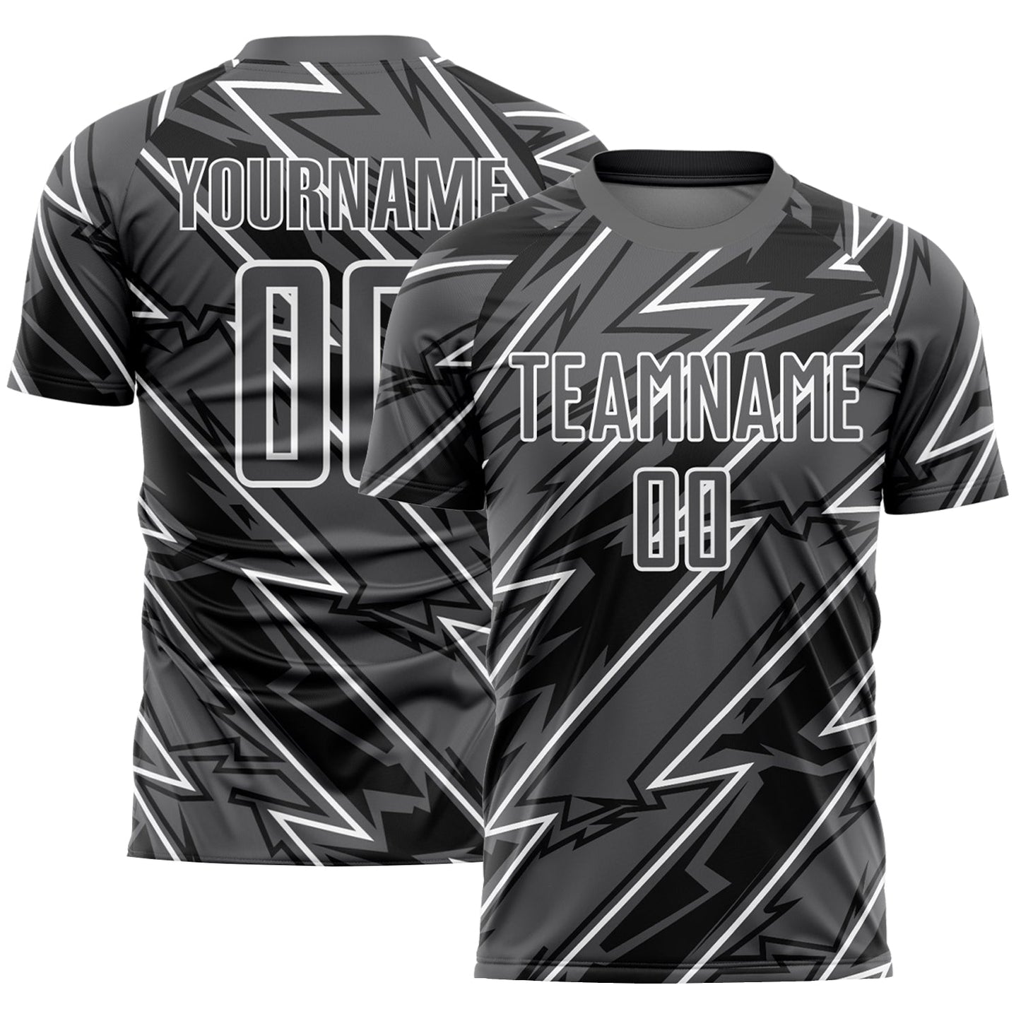 Custom Steel Gray White Lightning Sublimation Soccer Uniform Jersey - Sky-Custom