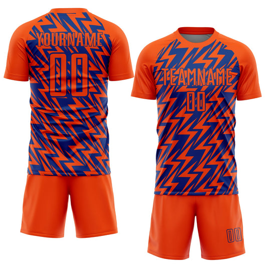 Custom Orange Royal Lightning Sublimation Soccer Uniform Jersey - Sky-Custom
