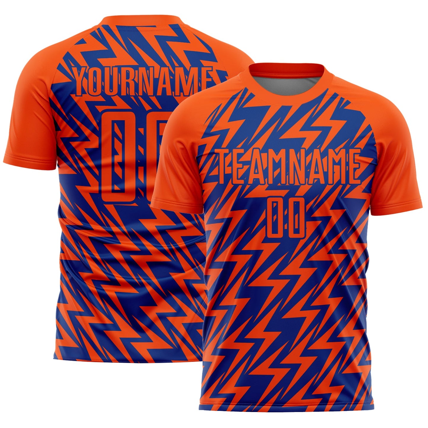 Custom Orange Royal Lightning Sublimation Soccer Uniform Jersey - Sky-Custom
