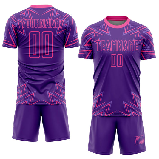 Custom Purple Pink Geometric Shapes Sublimation Soccer Uniform Jersey - Sky-Custom