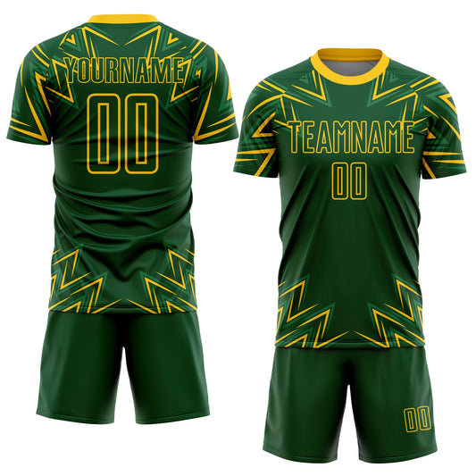 Custom Green Yellow Geometric Shapes Sublimation Soccer Uniform Jersey - Sky-Custom