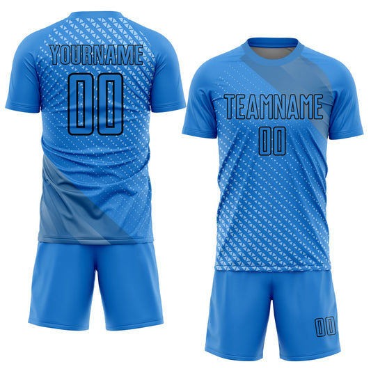 Custom Lakes Blue Black Geometric Shapes Sublimation Soccer Uniform Jersey - Sky-Custom