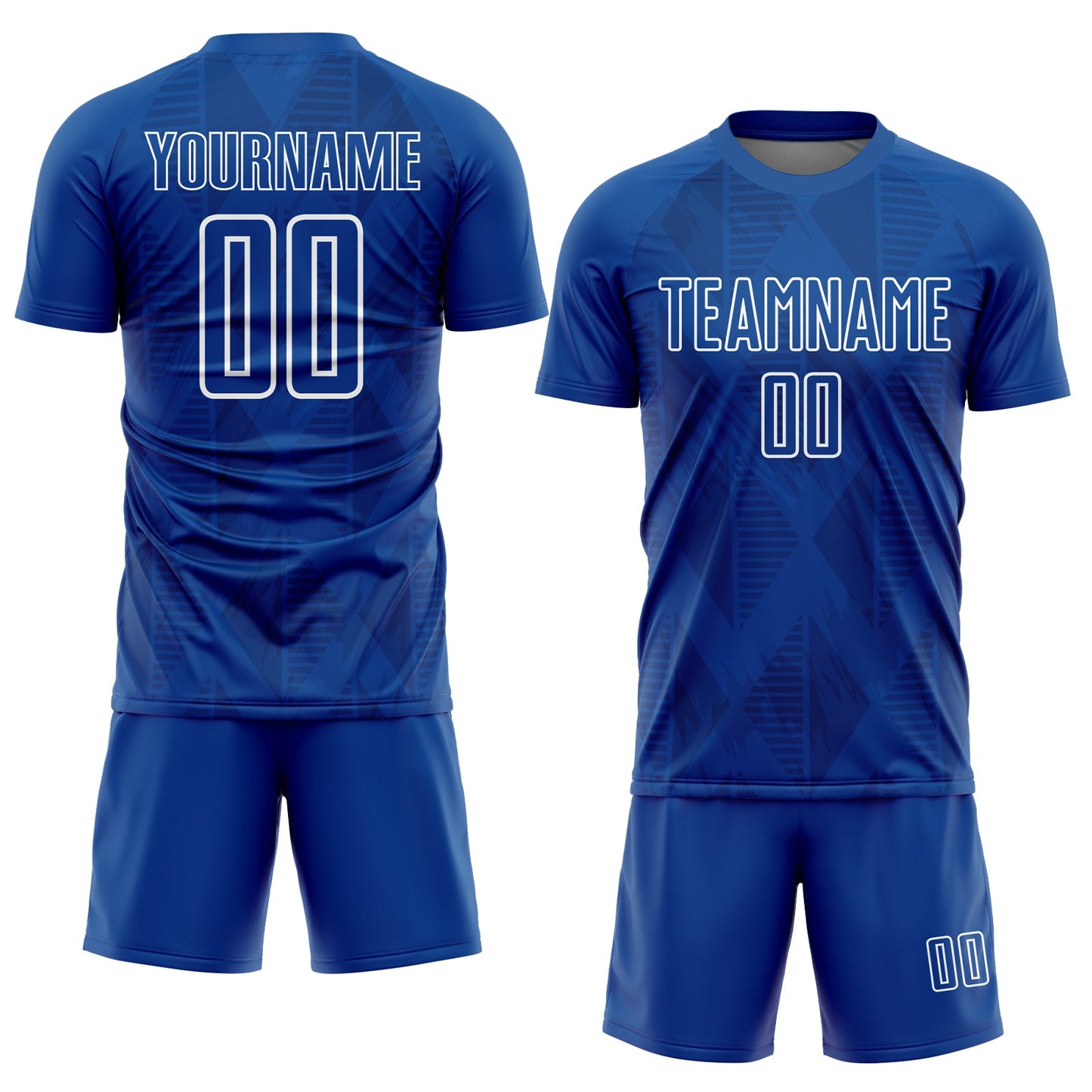 Custom Royal White Geometric Shapes Sublimation Soccer Uniform Jersey - Sky-Custom