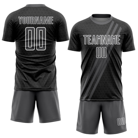 Custom Steel Gray White Diagonal Lines Sublimation Soccer Uniform Jersey - Sky-Custom