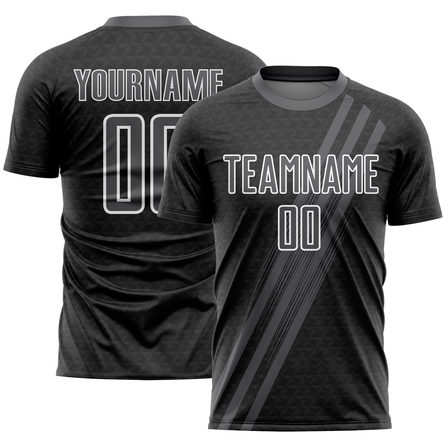 Custom Steel Gray White Diagonal Lines Sublimation Soccer Uniform Jersey - Sky-Custom