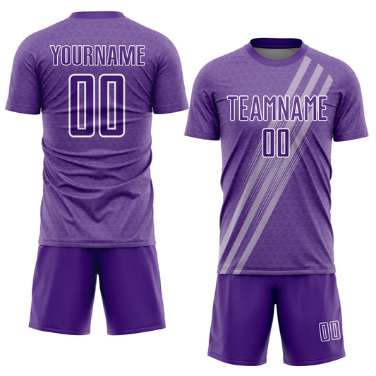 Custom Purple White Diagonal Lines Sublimation Soccer Uniform Jersey - Sky-Custom