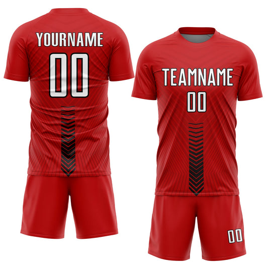 Custom Red White-Black Arrow Shapes Sublimation Soccer Uniform Jersey - Sky-Custom
