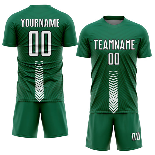 Custom Kelly Green White-Black Arrow Shapes Sublimation Soccer Uniform Jersey - Sky-Custom