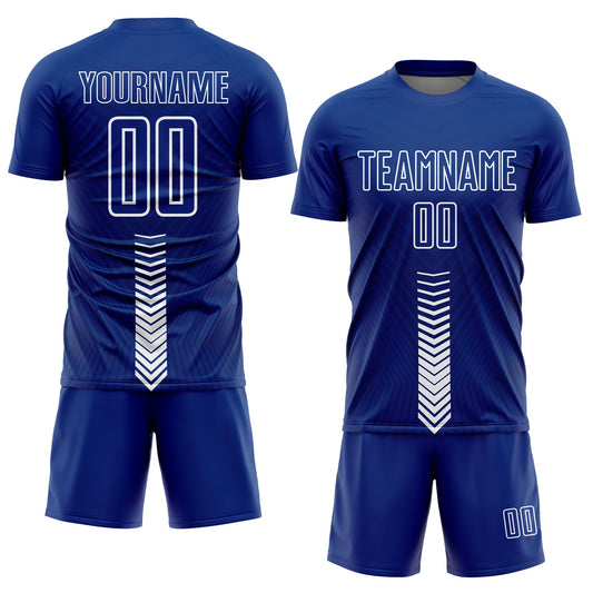 Custom Royal White Arrow Shapes Sublimation Soccer Uniform Jersey - Sky-Custom