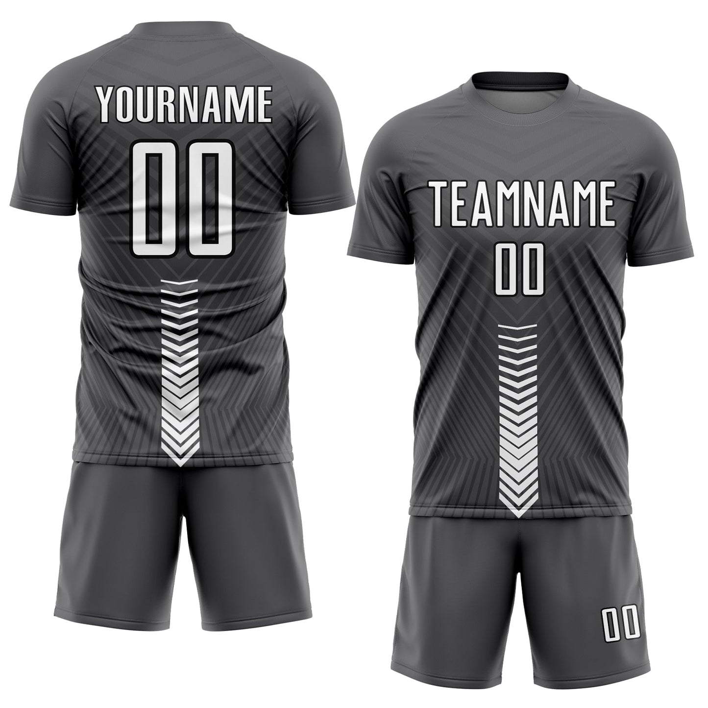 Custom Steel Gray White-Black Arrow Shapes Sublimation Soccer Uniform Jersey - Sky-Custom
