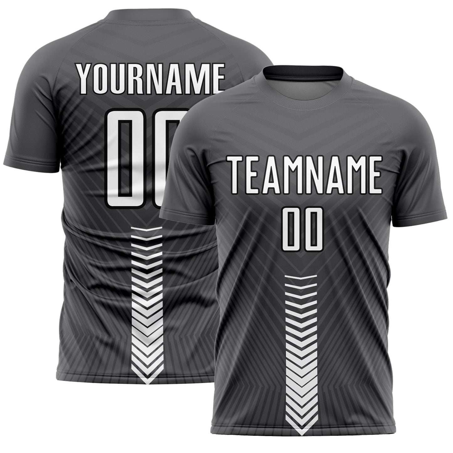 Custom Steel Gray White-Black Arrow Shapes Sublimation Soccer Uniform Jersey - Sky-Custom