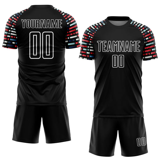 Custom Black White Geometric Shapes Sublimation Soccer Uniform Jersey - Sky-Custom