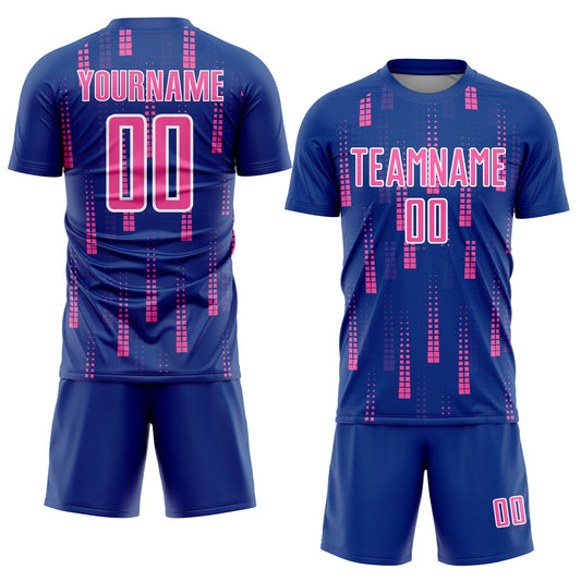 Custom Royal Pink-White Geometric Shapes Sublimation Soccer Uniform Jersey - Sky-Custom