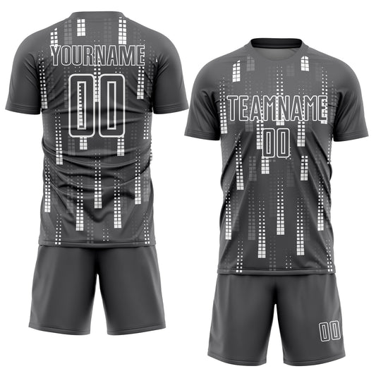 Custom Steel Gray White Geometric Shapes Sublimation Soccer Uniform Jersey - Sky-Custom