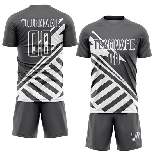 Custom Steel Gray White Lines Sublimation Soccer Uniform Jersey - Sky-Custom
