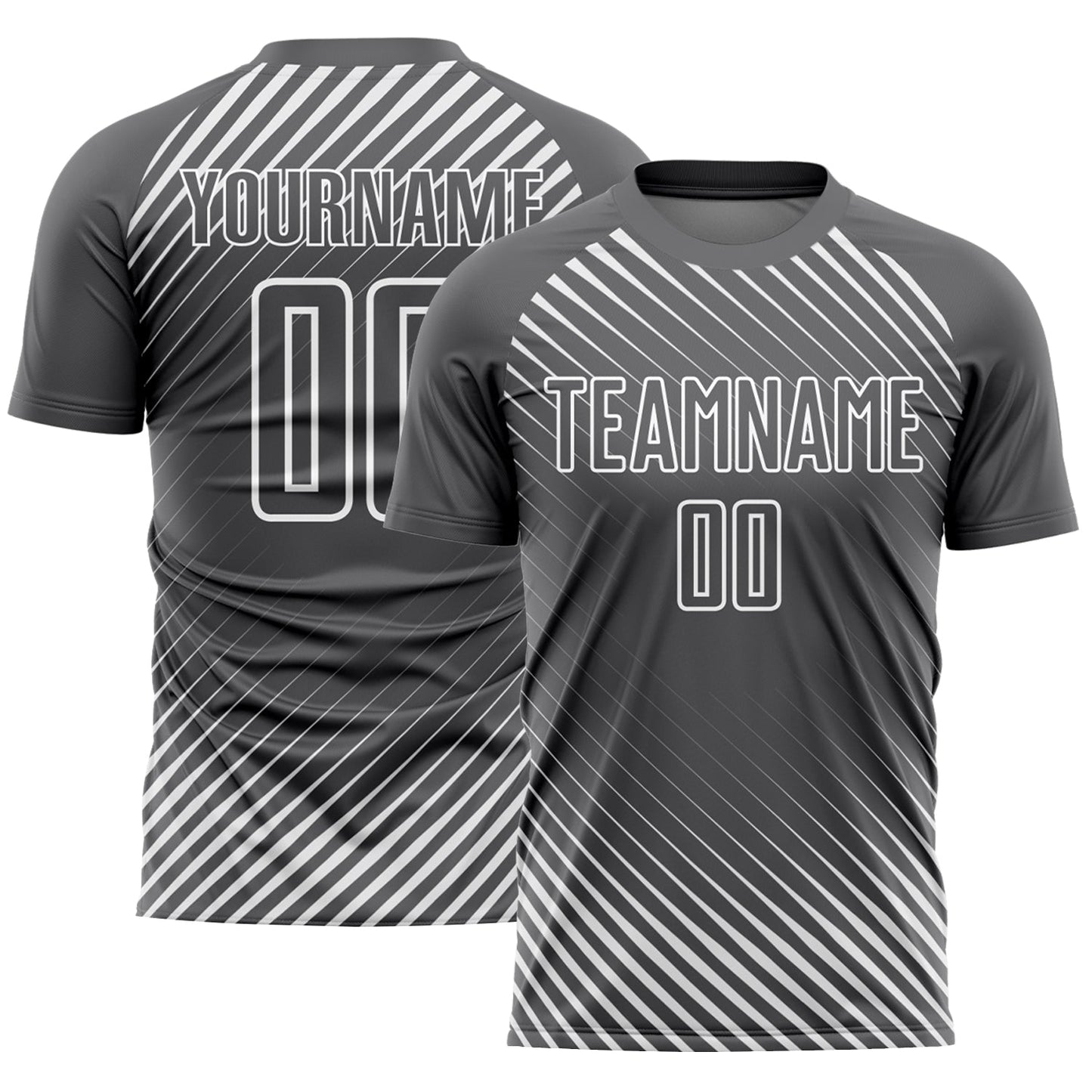 Custom Steel Gray White Diagonal Lines Sublimation Soccer Uniform Jersey - Sky-Custom