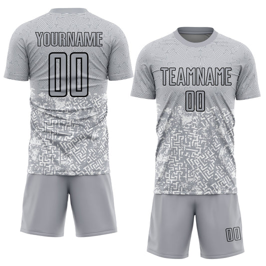 Custom Gray Black Geometric Shapes Sublimation Soccer Uniform Jersey - Sky-Custom