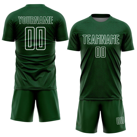 Custom Green White Geometric Shapes Sublimation Soccer Uniform Jersey - Sky-Custom