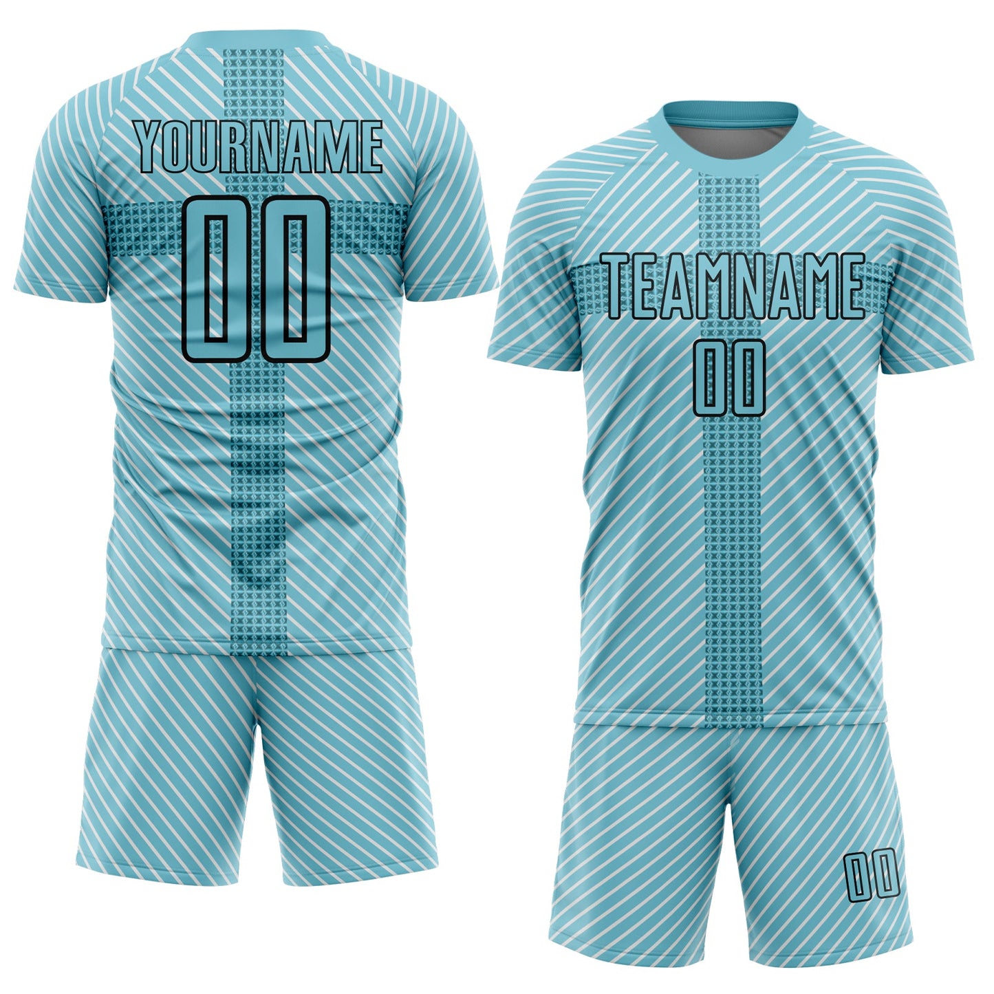Custom Panther Blue Black Geometric Shapes Sublimation Soccer Uniform Jersey - Sky-Custom