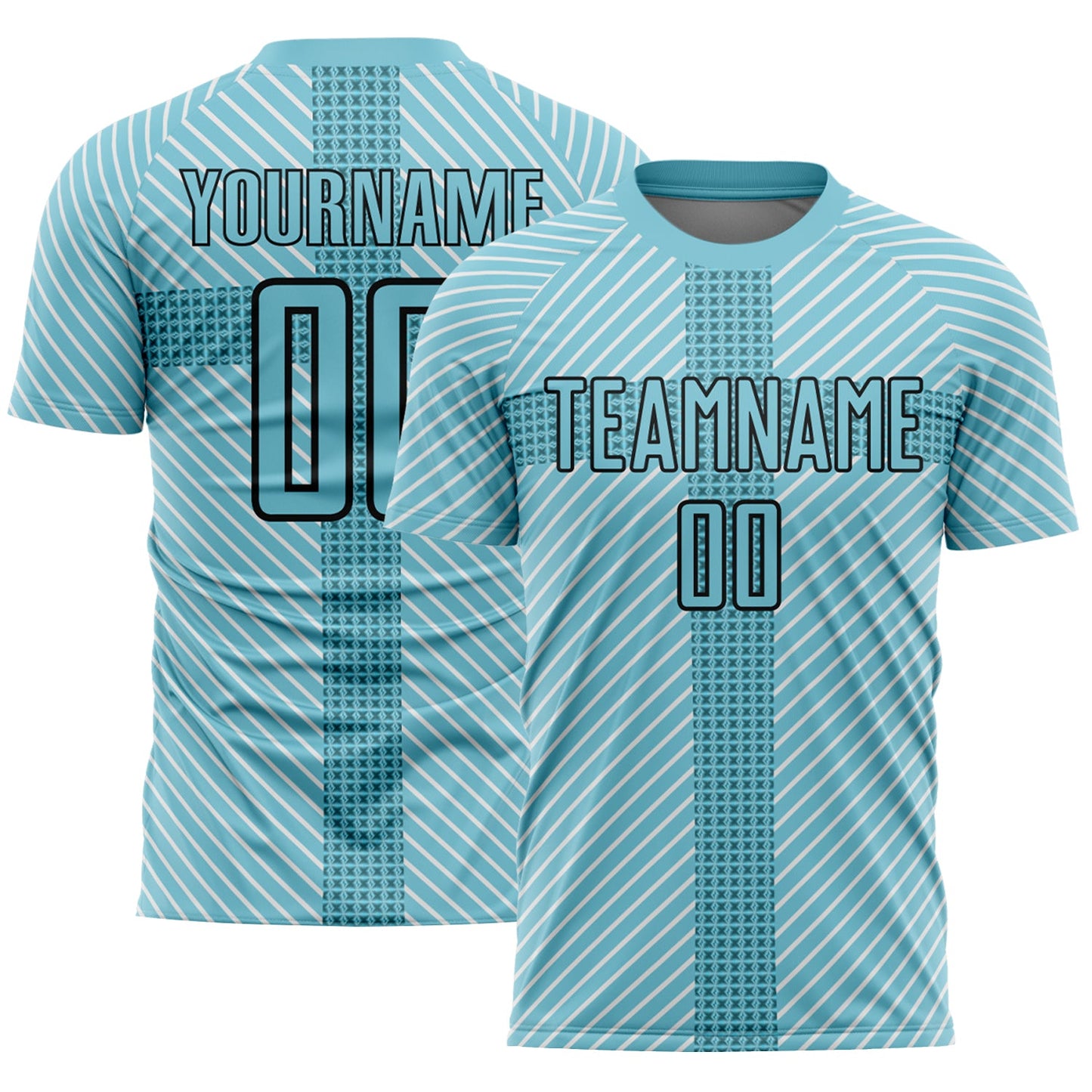 Custom Panther Blue Black Geometric Shapes Sublimation Soccer Uniform Jersey - Sky-Custom