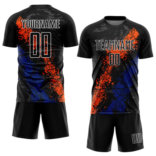 Custom Black Orange-Royal Dripping Splatter Art Sublimation Soccer Uniform Jersey - Sky-Custom
