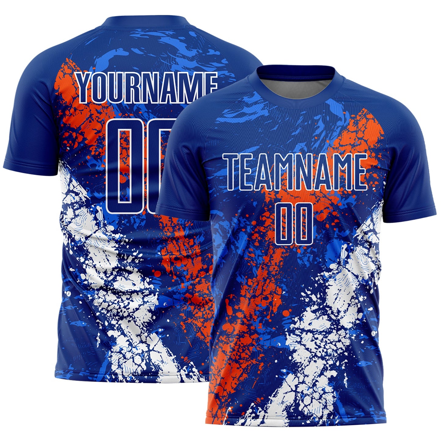 Custom Royal Orange-White Dripping Splatter Art Sublimation Soccer Uniform Jersey - Sky-Custom
