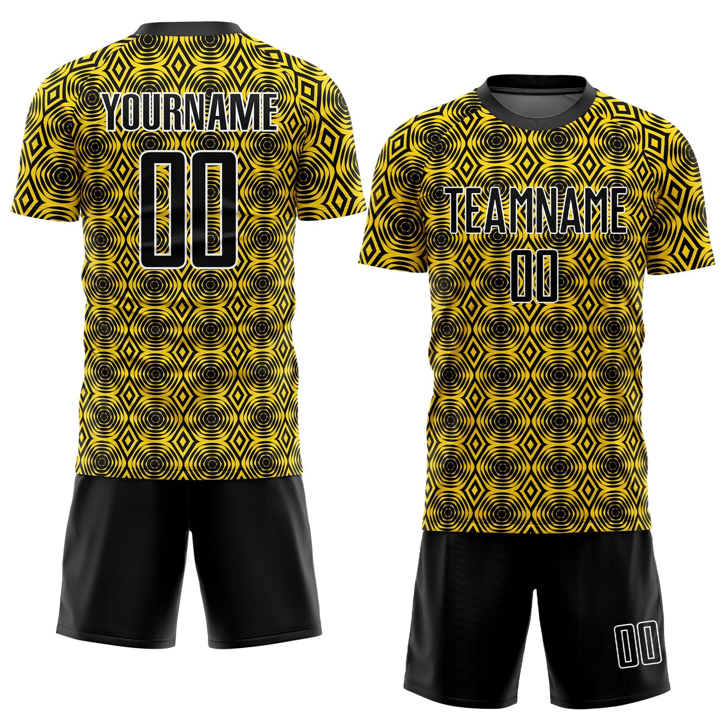 Custom Yellow Black-White Geometric Shapes Sublimation Soccer Uniform Jersey - Sky-Custom