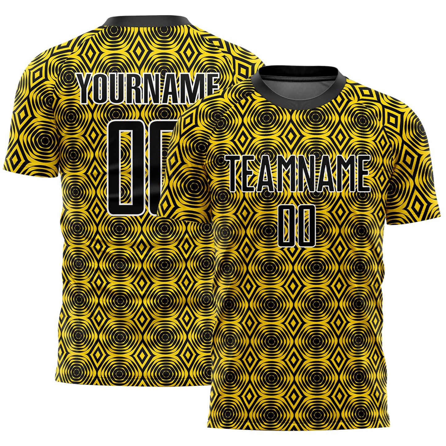 Custom Yellow Black-White Geometric Shapes Sublimation Soccer Uniform Jersey - Sky-Custom