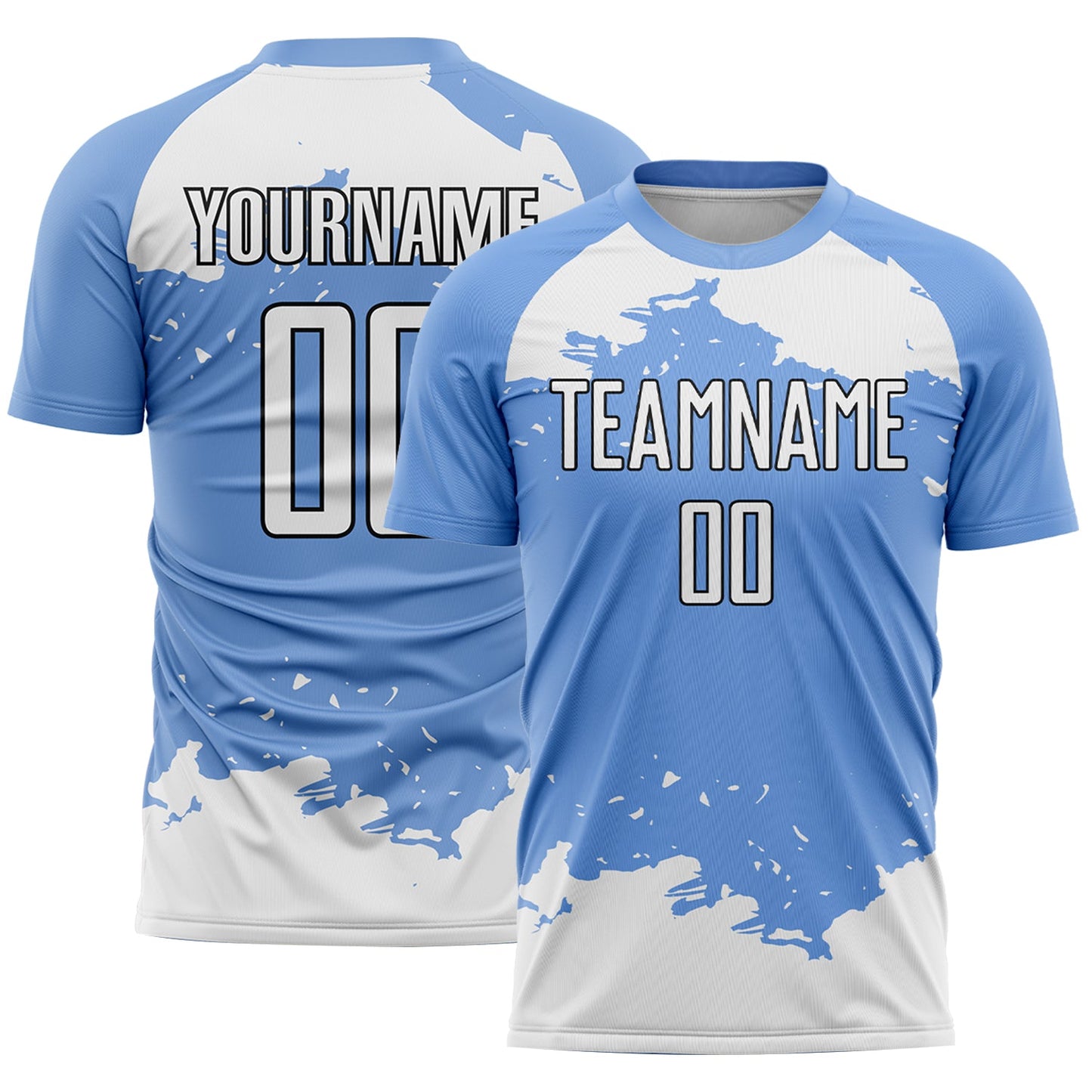 Custom Light Blue White-Black Abstract Fragment Art Sublimation Soccer Uniform Jersey - Sky-Custom
