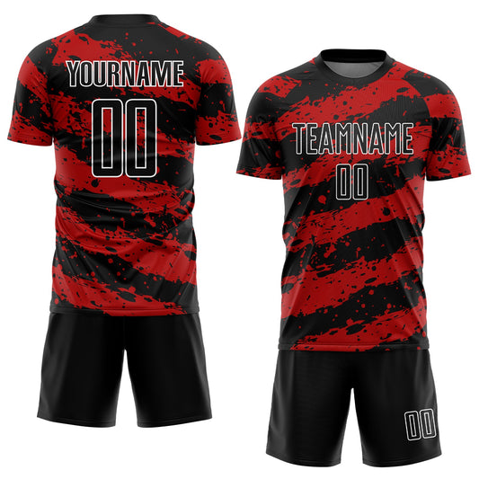 Custom Black Red-White Splash Sublimation Soccer Uniform Jersey - Sky-Custom