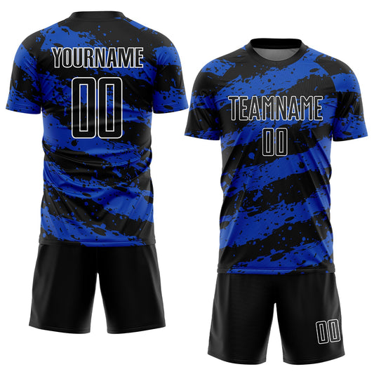 Custom Black Thunder Blue-White Splash Sublimation Soccer Uniform Jersey - Sky-Custom