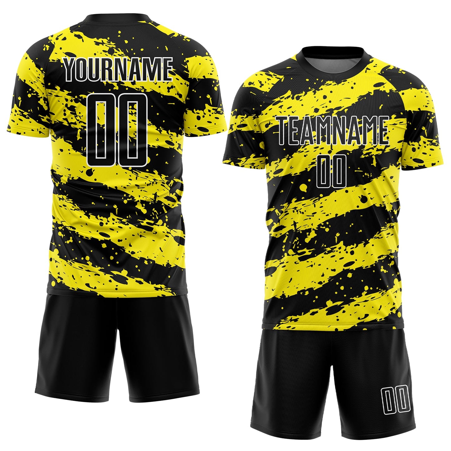 Custom Black Light Yellow-White Splash Sublimation Soccer Uniform Jersey - Sky-Custom