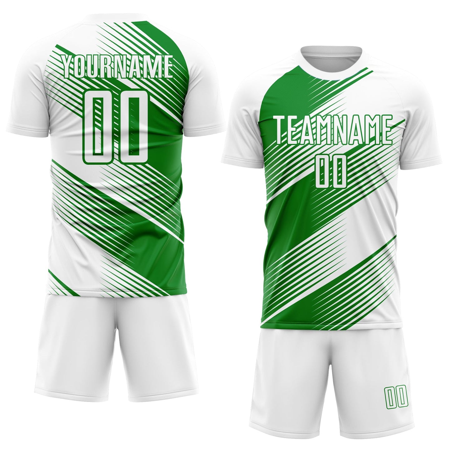 Custom White Grass Green Line Sublimation Soccer Uniform Jersey - Sky-Custom