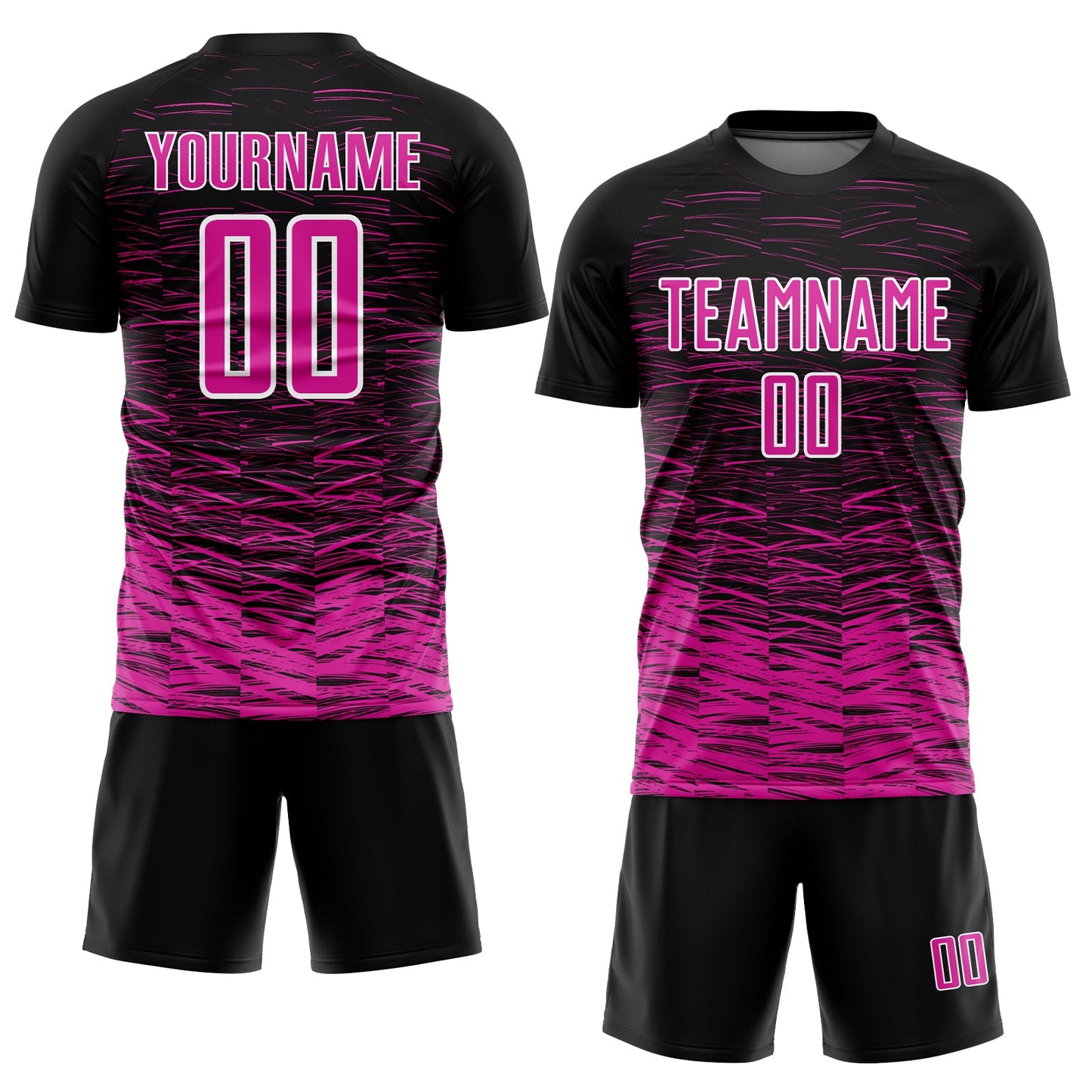 Custom Black Deep Pink-White Line Sublimation Soccer Uniform Jersey - Sky-Custom