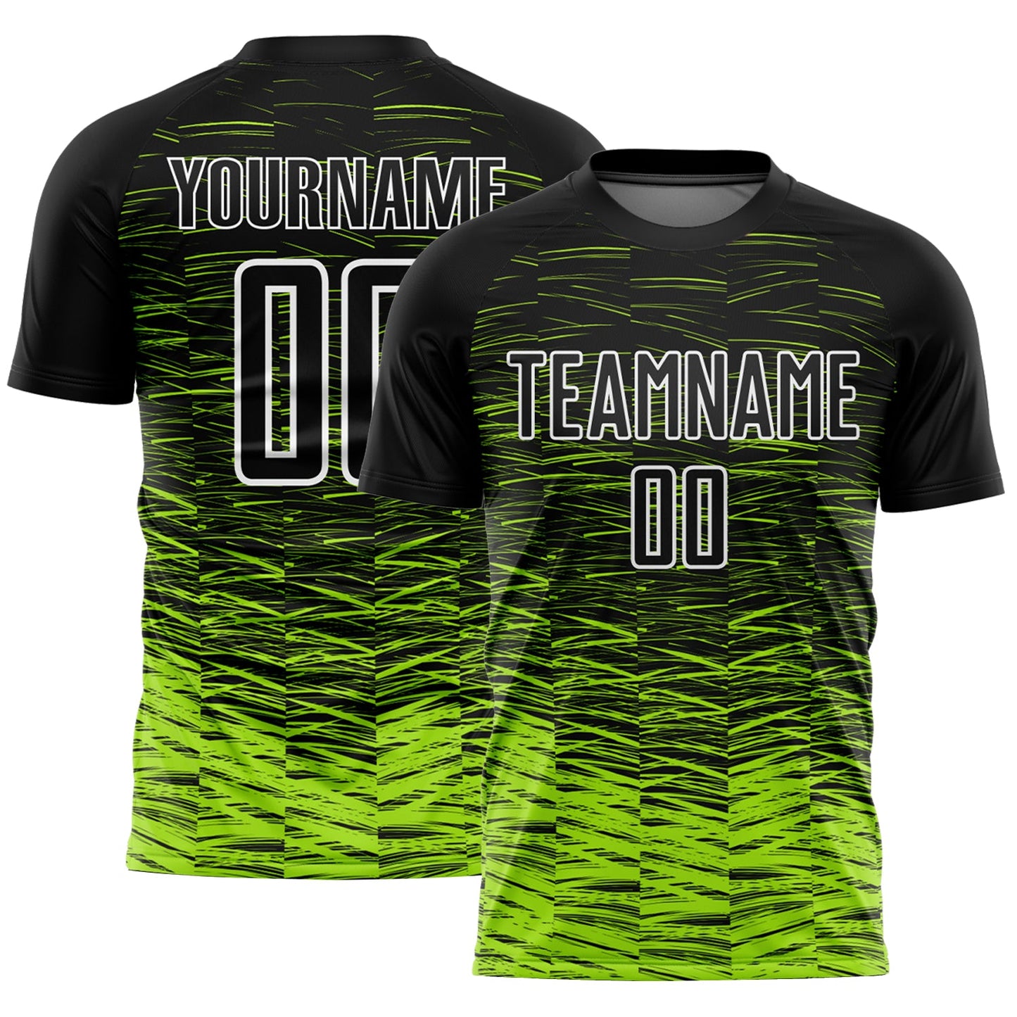 Custom Black Neon Green-White Line Sublimation Soccer Uniform Jersey - Sky-Custom