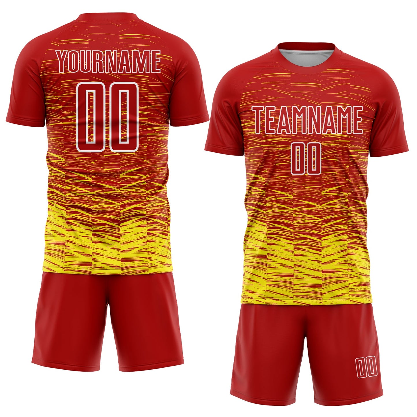 Custom Red Light Yellow-White Line Sublimation Soccer Uniform Jersey - Sky-Custom