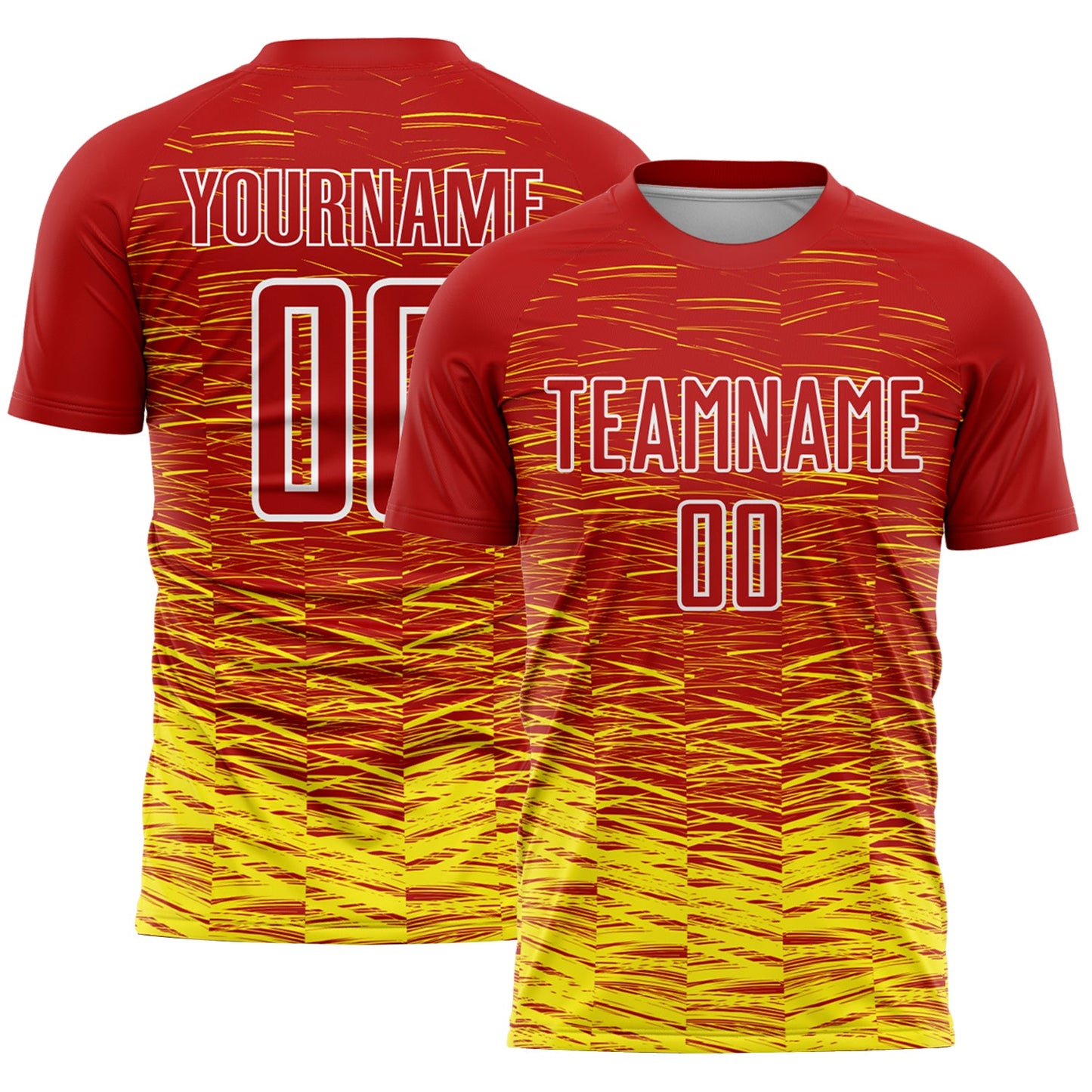 Custom Red Light Yellow-White Line Sublimation Soccer Uniform Jersey - Sky-Custom