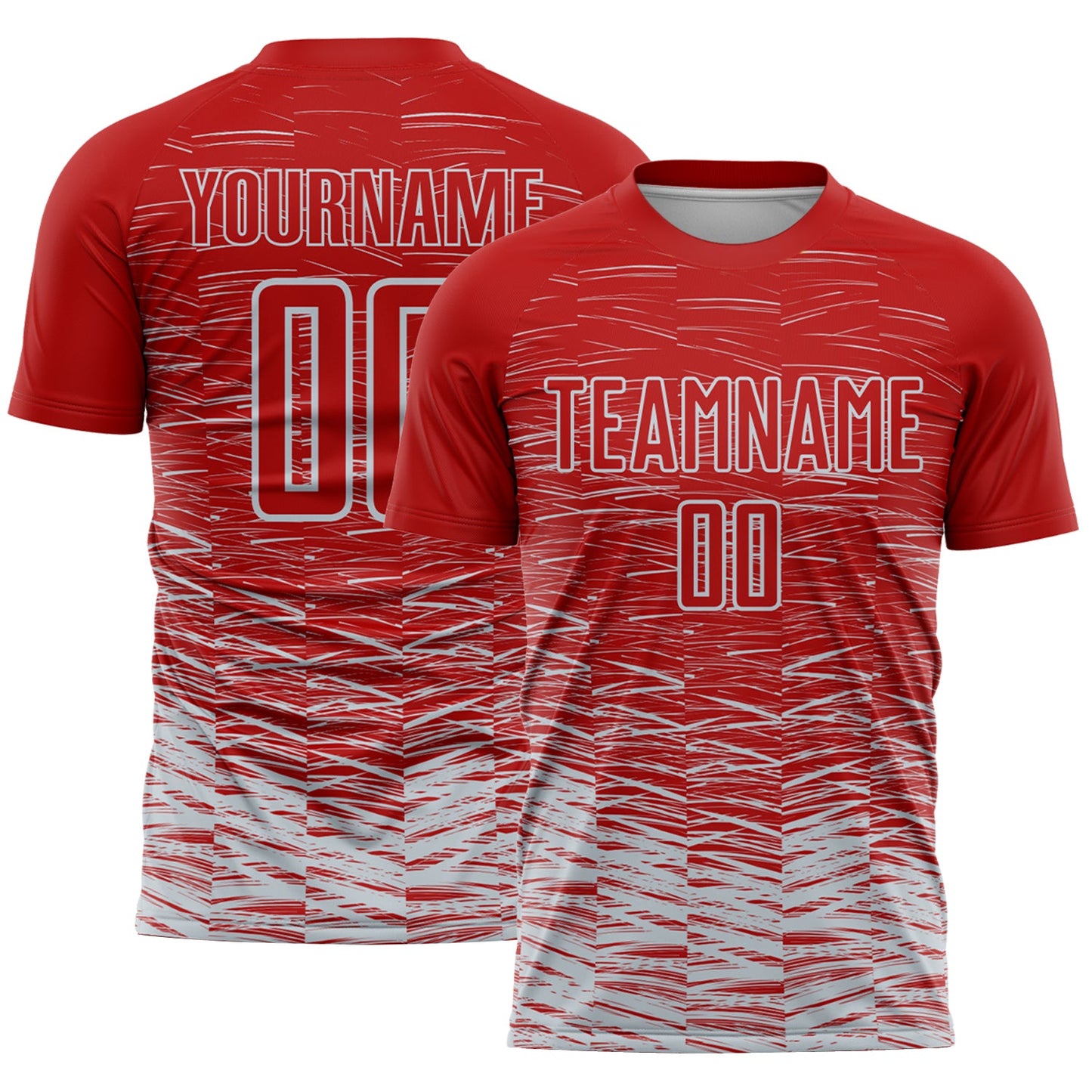 Custom Red Silver-White Line Sublimation Soccer Uniform Jersey - Sky-Custom