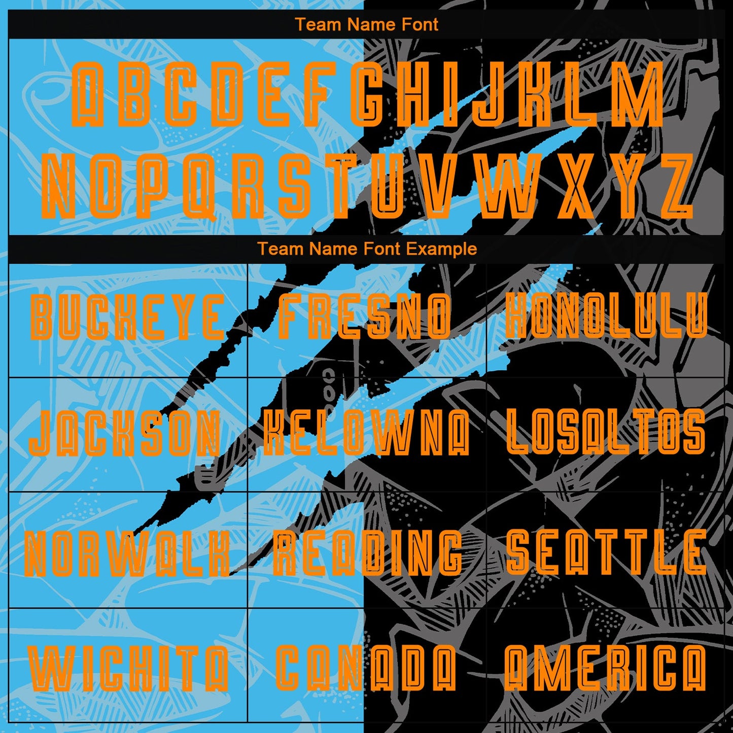 Custom Graffiti Pattern Bay Orange Black-Sky Blue Scratch Sublimation Soccer Uniform Jersey - Sky-Custom