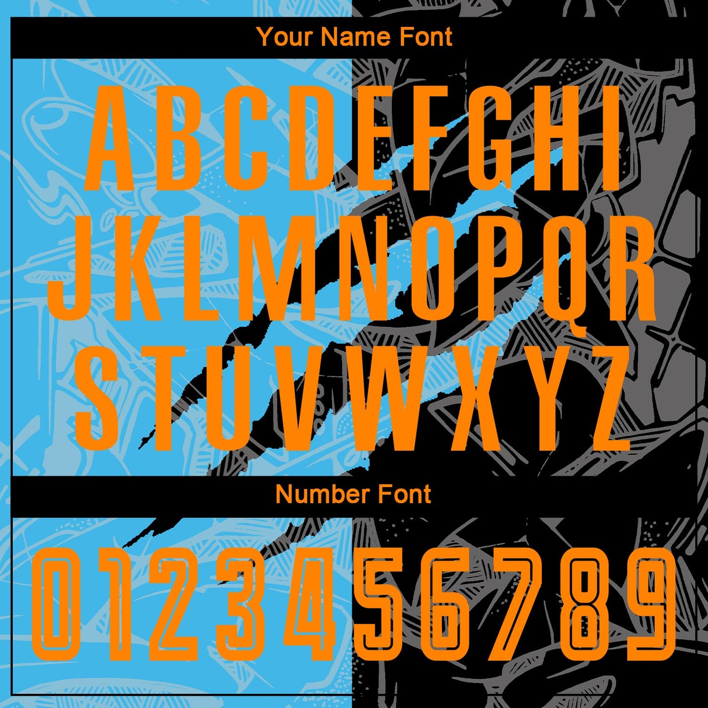 Custom Graffiti Pattern Bay Orange Black-Sky Blue Scratch Sublimation Soccer Uniform Jersey - Sky-Custom