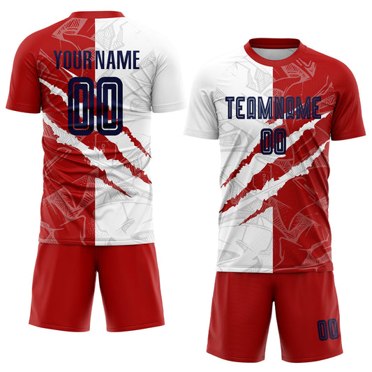 Custom Graffiti Pattern Navy-Red USA Scratch Sublimation Soccer Uniform Jersey - Sky-Custom