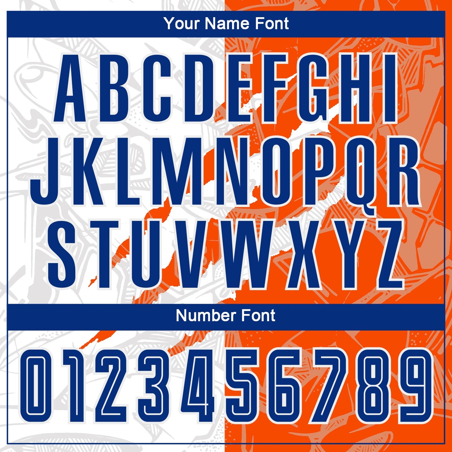 Custom Graffiti Pattern Royal-Orange Scratch Sublimation Soccer Uniform Jersey - Sky-Custom