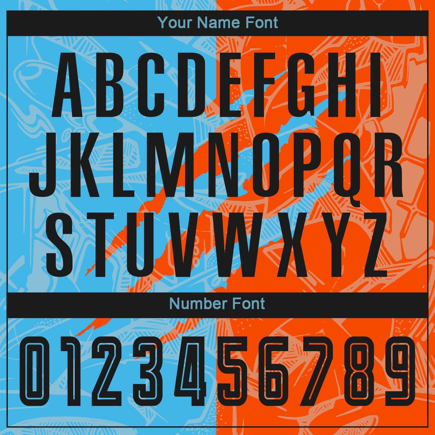 Custom Graffiti Pattern Black Sky Blue-Orange Scratch Sublimation Soccer Uniform Jersey - Sky-Custom