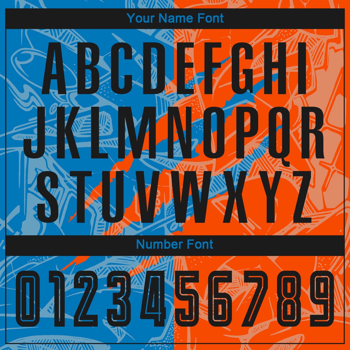 Custom Graffiti Pattern Black Blue-Orange Scratch Sublimation Soccer Uniform Jersey - Sky-Custom