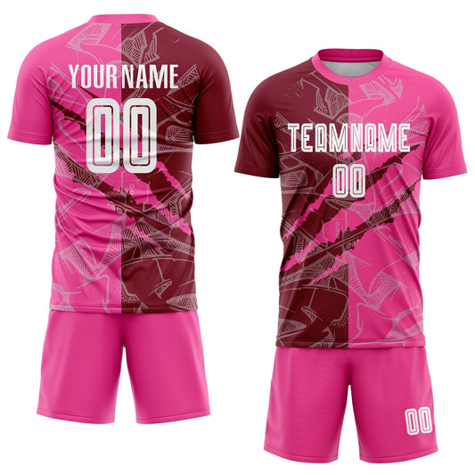 Custom Graffiti Pattern Crimson-Pink Scratch Sublimation Soccer Uniform Jersey - Sky-Custom